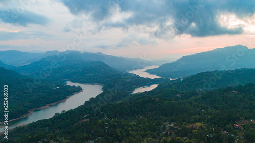 amazing areal in nuwara eliya on the water mouth in the forest on sunset of background