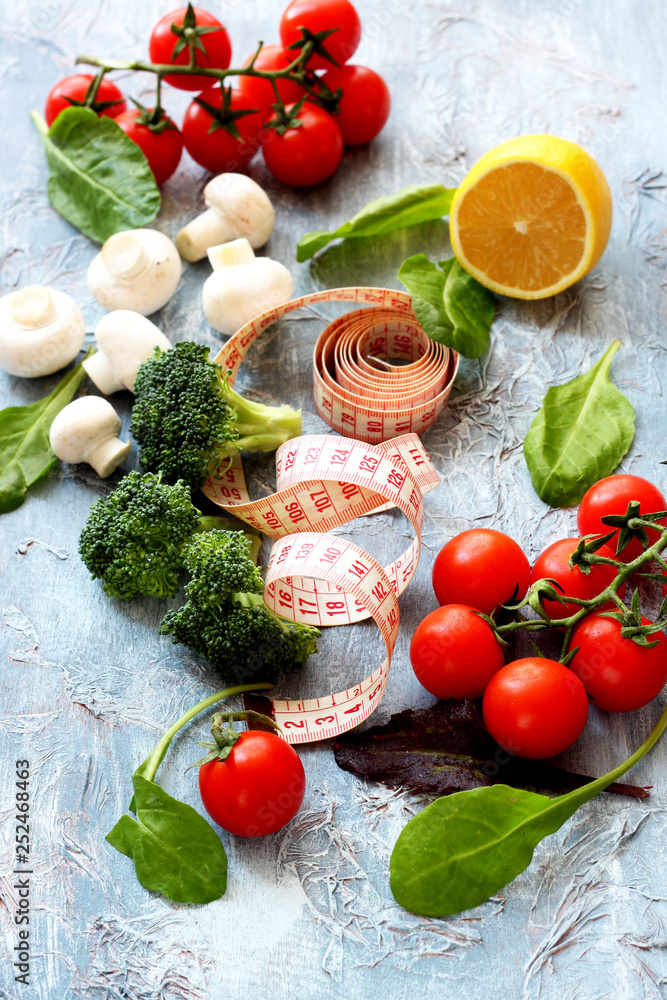 Healthy food background.Ingredients for vegetable salad
