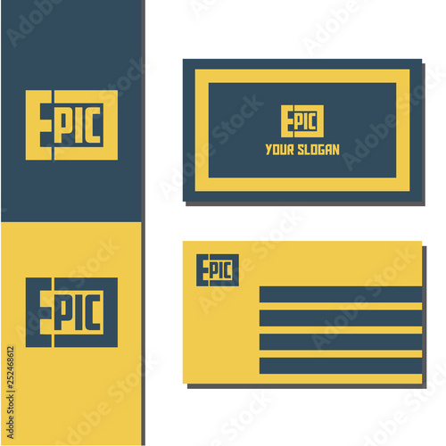 Vector illustration epic logo with business card design