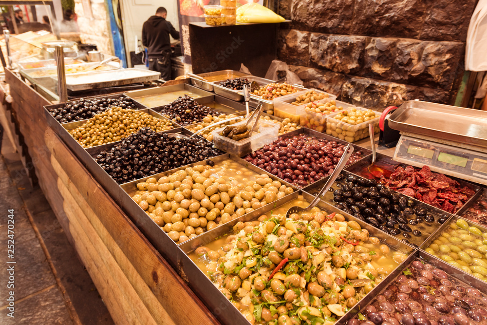 Olive Stall, Mahane Yehuda Market, Jerusalem, Israel, Middle East