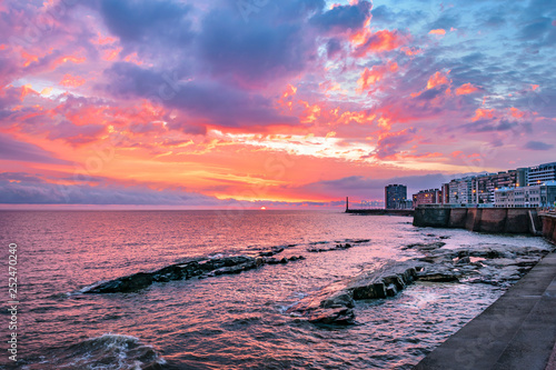 Rambla Sur, Montevideo Sunset Scene photo