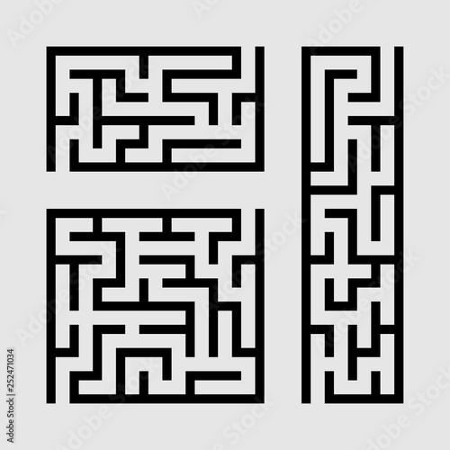 A set of mazes. Game for kids. Puzzle for children. Labyrinth conundrum. Vector illustration.