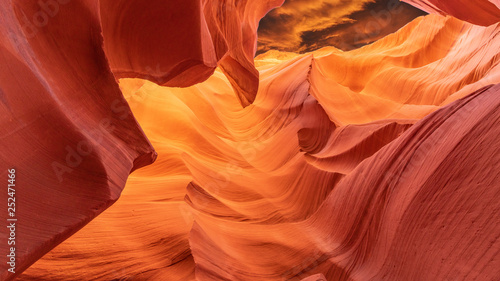 Antelope slot canyon with wonderful background, Arizona USA