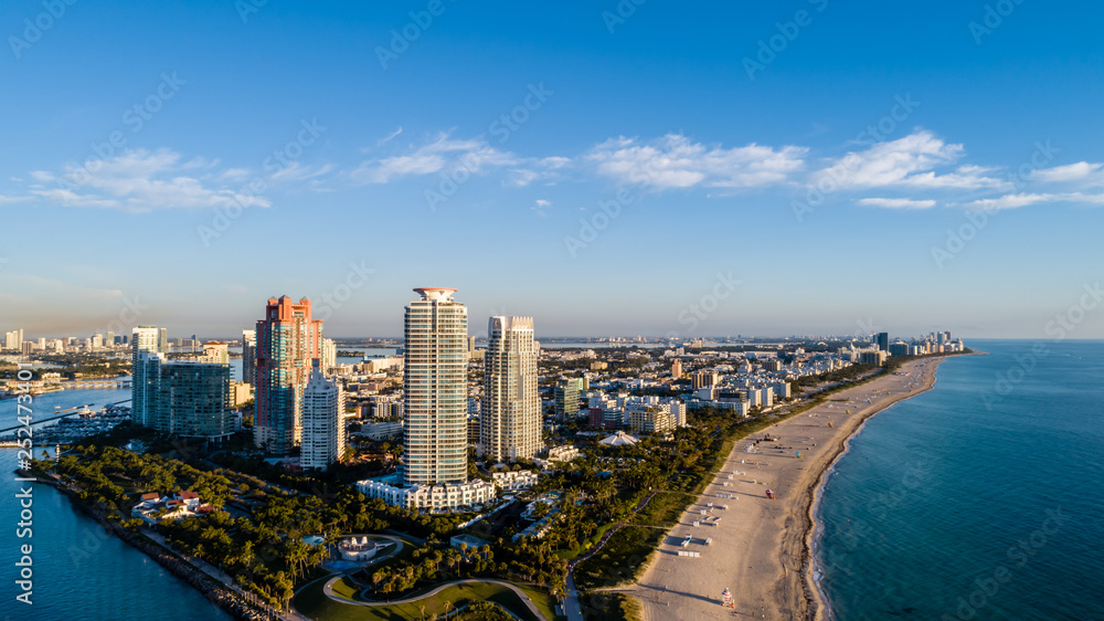 Aerial view of South Beach Miami Florida