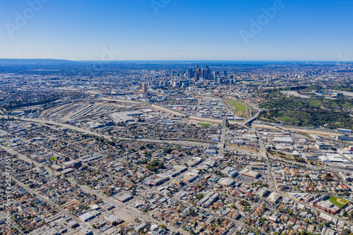 Aerial morning view of the Los Angeles city area