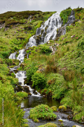 Brides Veil Falls waterfall on Highway A855 to Loch Leathan at The Storr on Isle of Skye Scottish Highlands Inner Hebrides Scotland UK