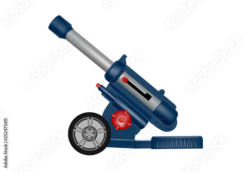 An artillery cannon in a vector on a white background.A military cannon in a vector.Artillery is a military toy in vector.