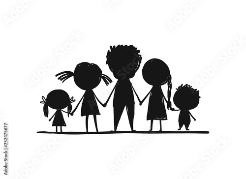Happy family together, sketch for your design