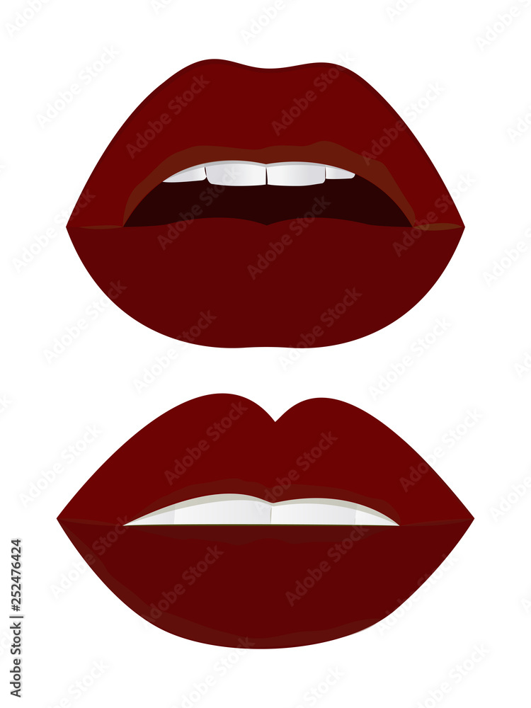 Sexy female matt red lips. Erotic open mouth. Vector Illustration Sexy female matt red lips. Erotic open mouth. Vector Illustration