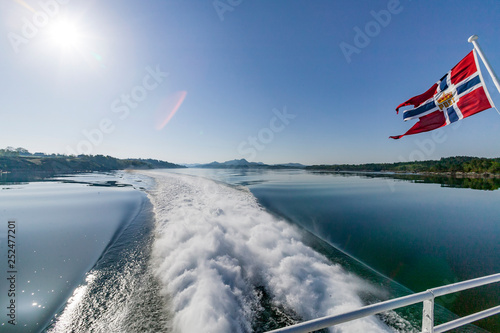 trip into the deep sogne Fjord, Norway, Scandinavia, by a highspeed katamaran photo