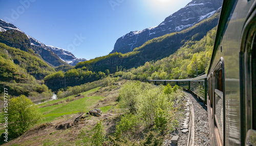 Fotografie underway with the famous Flams railway, Norway, Scandinavia