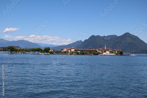 Ferry lays at Borromean Islands Isola dei Pescatori, Lake Maggiore Italy photo