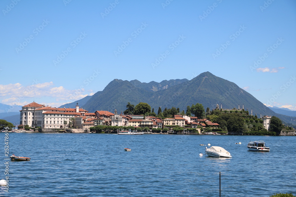 View to Isola Bella and Sasso del Ferro at Lake Maggiore, Italy
