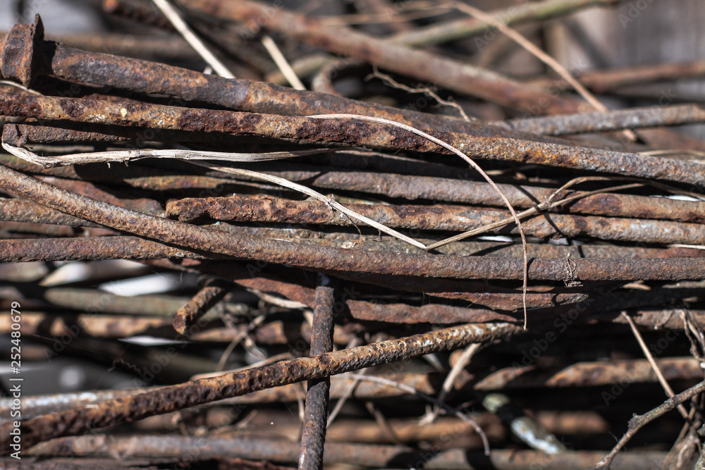 Fototapeta premium Rusty metal parts for art background. Themed grunge wallpaper.