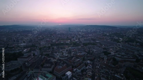 Wallpaper Mural Aerial Switzerland Zurich June 2018 Sunset 15mm Wide Angle 4K Inspire 2 Prores  Aerial video of downtown Zurich in Switzerland during a beautiful sunset with a wide angle lens. Torontodigital.ca