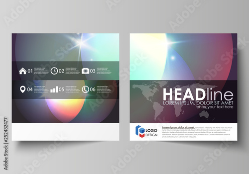 Business templates for square brochure, magazine, flyer, booklet or annual report. Leaflet cover, abstract vector layout. Retro style, mystical Sci-Fi background. Futuristic trendy design.