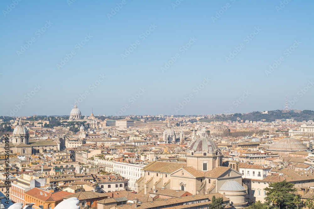 Aerial panoramic cityscape of Rome