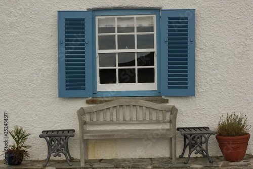 Shuttered window on cottage in Cornwall