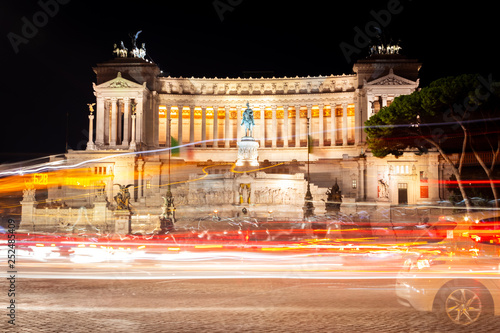Vittorio Emanuele II Monument (Altare della Patria) and Tomb of the Unknown Soldier at night in Rome, Rome, Italy, Europe photo
