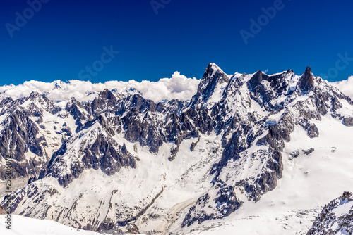 Snowy mountains Chamonix  Mont Blanc  Haute-Savoie  Alps  France
