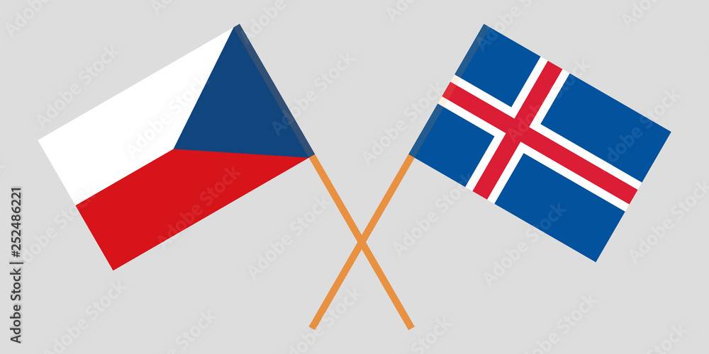 Iceland and Czech Republic. The Icelandic and Czech flags. Official colors. Correct proportion. Vector