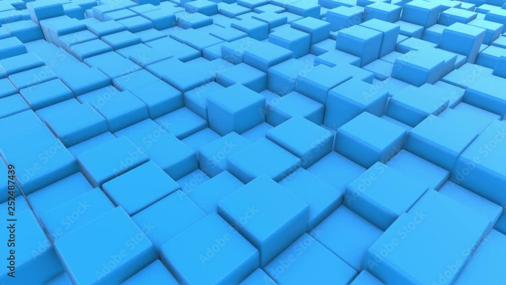 Abstract 3d rendering of geometric cubes. Computer generated loop animation. Modern background, seamless loop