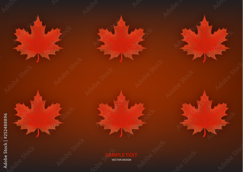 Set of isolated red maple leaves on a dark background. Vector illustration Set of isolated red maple leaves on a dark background. Vector illustration