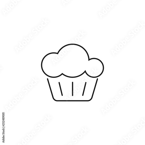 Yummy cake icon  muffin isolated on white background. Sweet homemade bakery with cherry  chocolate. Tasty cupcake. Party  celebration concept. Vector flat design