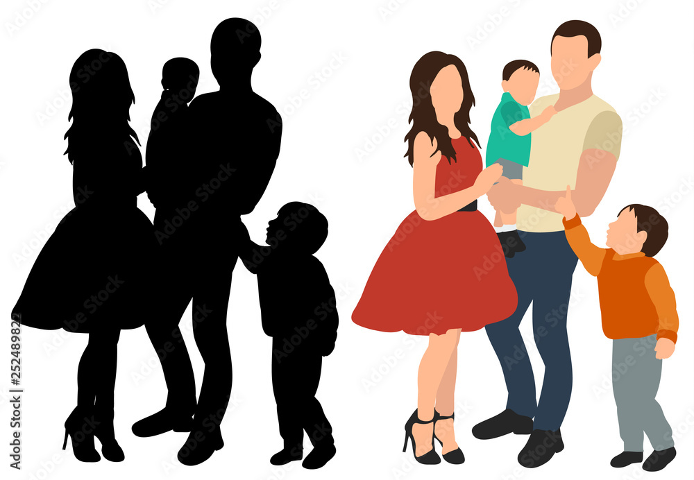 Obraz premium isolated, flat style, people, family and children