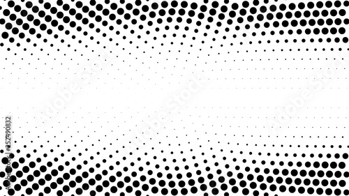 Halftone gradient pattern. Abstract halftone dots background. Monochrome dots pattern. Pop Art, Comic small dots. Gradient frame. Banner with space. Design for presentation, report, flyer, card