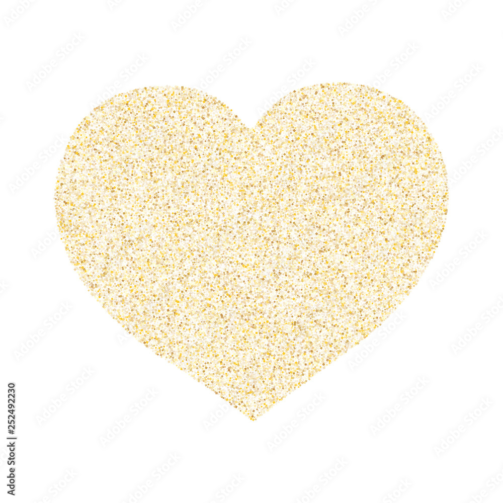 Gold sparkles glitter dust metallic confetti heart vector background. Gold sparkles glitter dust metallic confetti heart vector background.