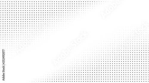Halftone gradient pattern. Abstract halftone dots background. Monochrome dots pattern. Pop Art, Comic small dots. Gradient frame. Banner with space. Design for presentation, report, flyer, card
