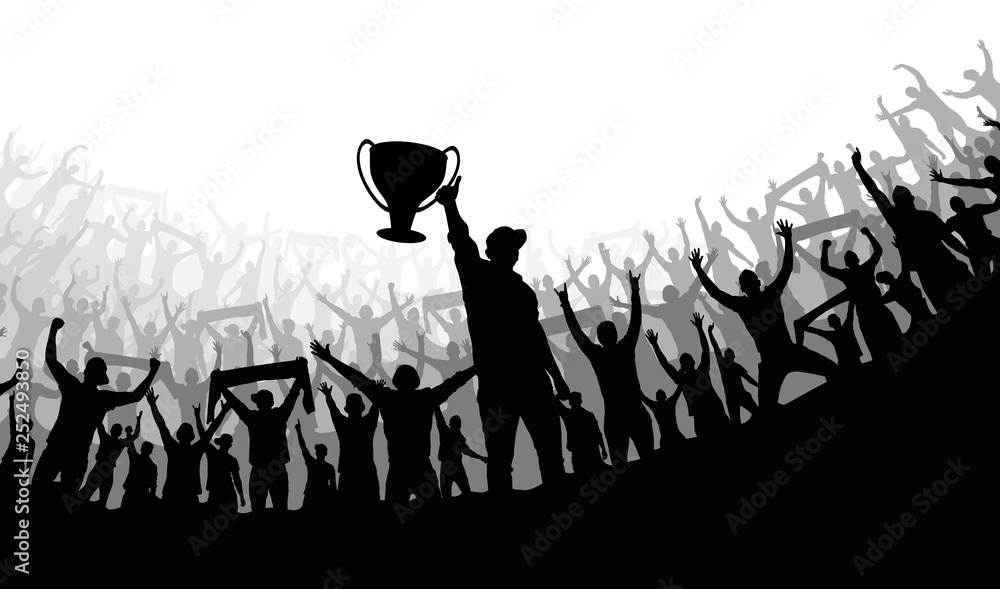 Fototapeta premium Cheering fans with the Cup winner
