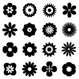 Set of black and white flower graphics