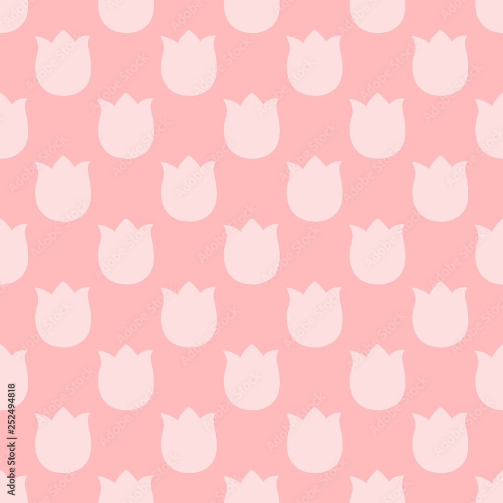 Simple baby pink on white tulip flowers abstract repeating pattern  use  for flower shops, festivals, templates,web sites, wrapping paper,textile,fabric,print shops etc.