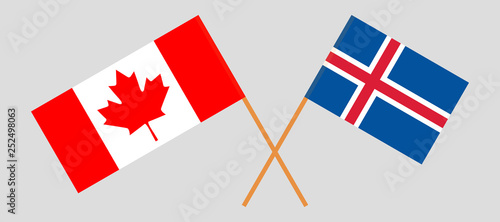 Iceland and Canada. The Icelandic and Canadian flags. Official colors. Correct proportion. Vector
