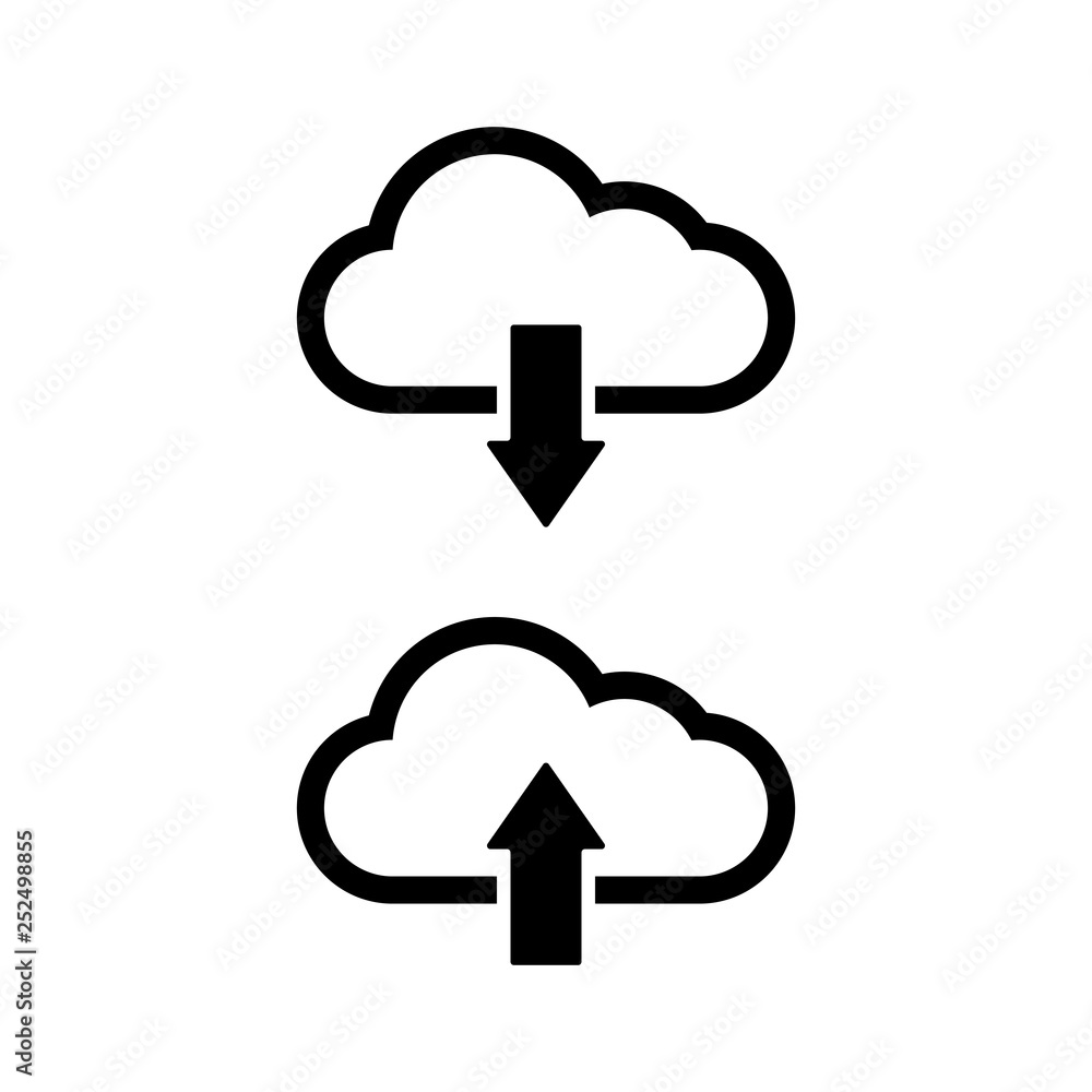 Cloud download icons on white background. Vector Cloud download icons on white background. Vector
