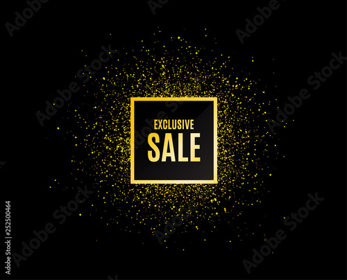Gold glitter banner. Exclusive Sale. Special offer price sign. Advertising Discounts symbol. Christmas sales background. Abstract shopping banner tag. Template for design. Vector