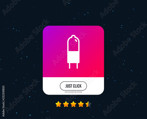 Light bulb icon. Lamp G4 socket symbol. Led or halogen light sign. Web or internet icon design. Rating stars. Just click button. Vector