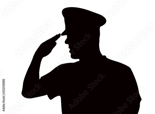 a soldier man saluting, silhouette vector