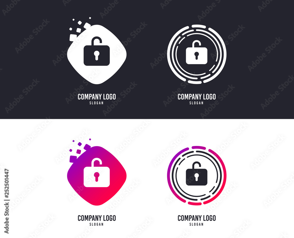Logotype concept. Lock sign icon. Login symbol. Logo design. Colorful buttons with icons. Vector