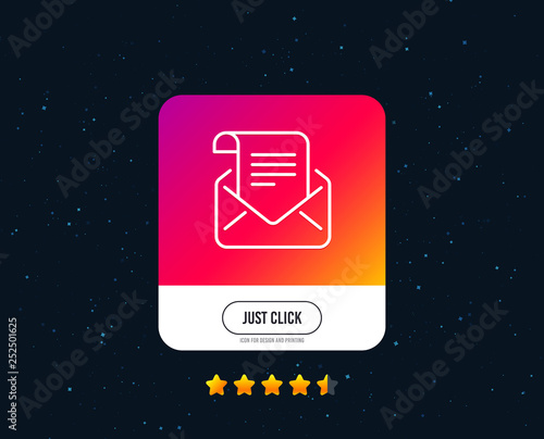 Mail newsletter line icon. Read Message correspondence sign. E-mail symbol. Web or internet line icon design. Rating stars. Just click button. Vector