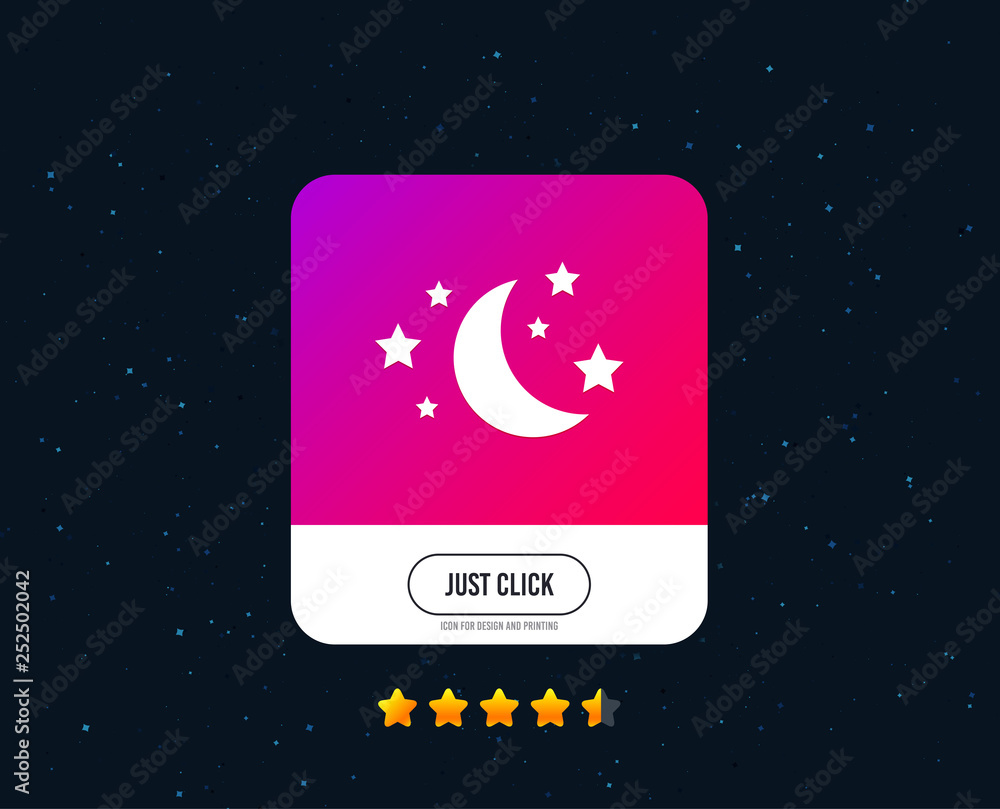 Moon and stars icon. Sleep dreams symbol. Night or bed time sign. Web or internet icon design. Rating stars. Just click button. Vector Moon and stars icon. Sleep dreams symbol. Night or bed time sign. Web or internet icon design. Rating stars. Just click button. Vector