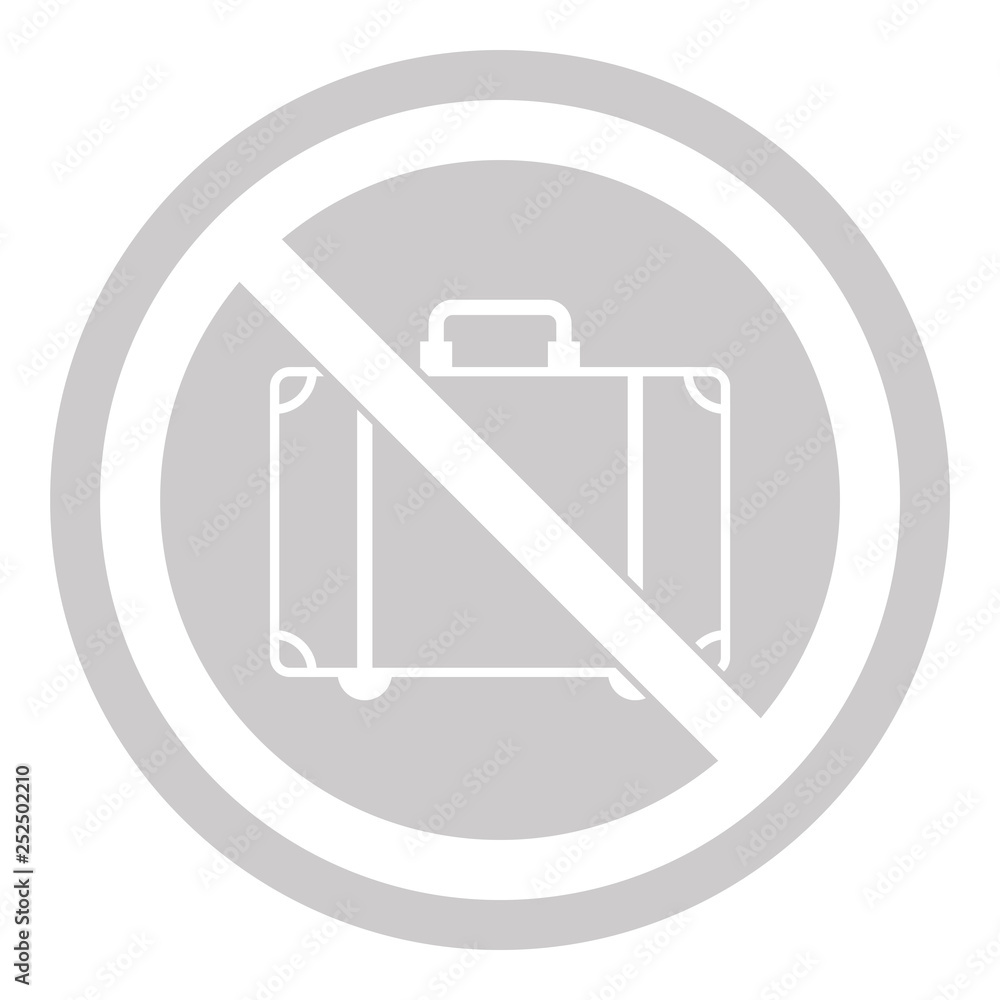 Gepäck verboten - Schild - Piktogramm - grau weiß Gepäck verboten - Schild - Piktogramm - grau weiß