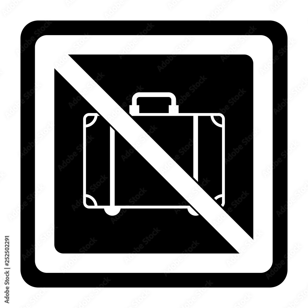 Gepäck verboten - Schild - Piktogramm - schwarz weiß Gepäck verboten - Schild - Piktogramm - schwarz weiß