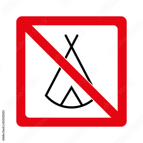 Zelten verboten - Schild - Piktogramm 