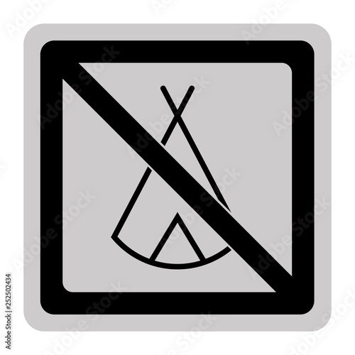 Zelten verboten - Schild - Piktogramm - grau schwarz 