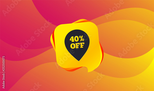 40% sale pointer tag sign icon. Discount symbol. Special offer label. Wave background. Abstract shopping banner. Template for design. Vector