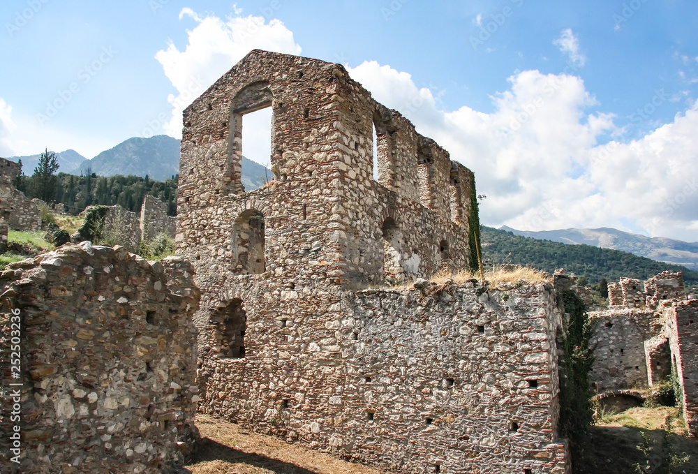 Ruins of a house in the ancient city of Mystras
