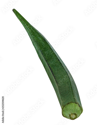 Okra, Ladyfinger, Bhindi (Abelmoschus esculentus) on the white photo